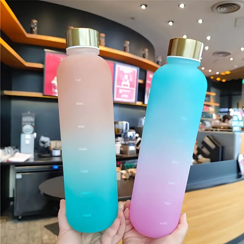 32oz Gradient Color Sports Water Bottle with Time Marker