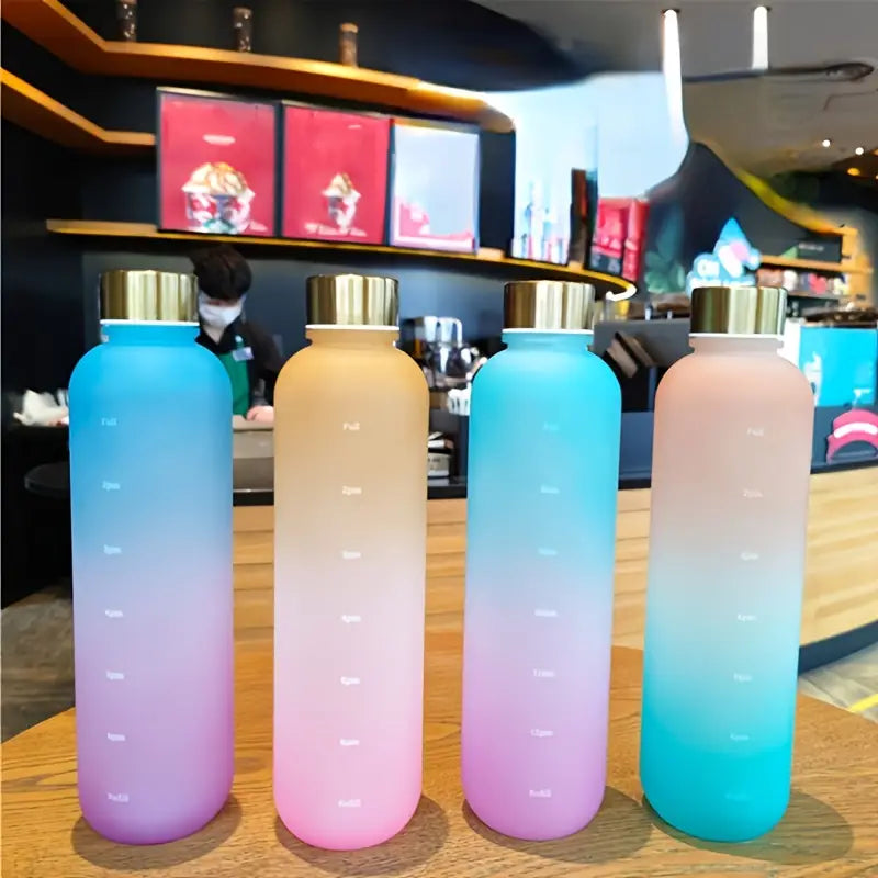 32oz Gradient Color Sports Water Bottle with Time Marker
