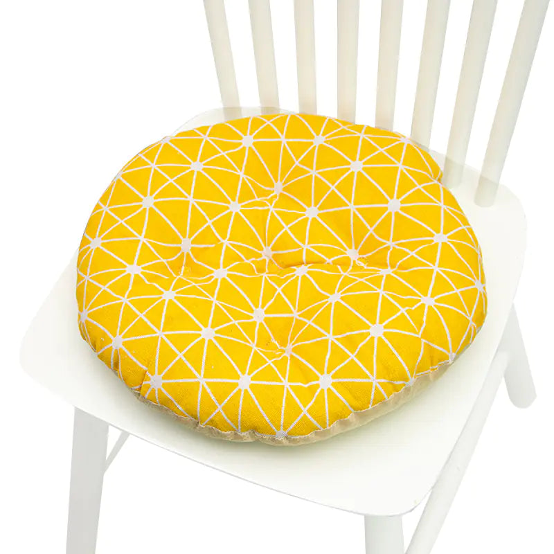 Round Chair Cushion for Bay Window - Printed Polyester Linen
