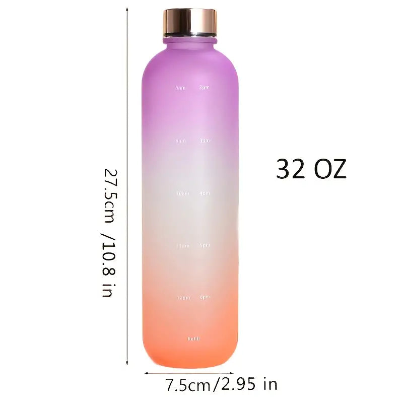 32oz Gradient Color Sports Water Bottle with Time Marker