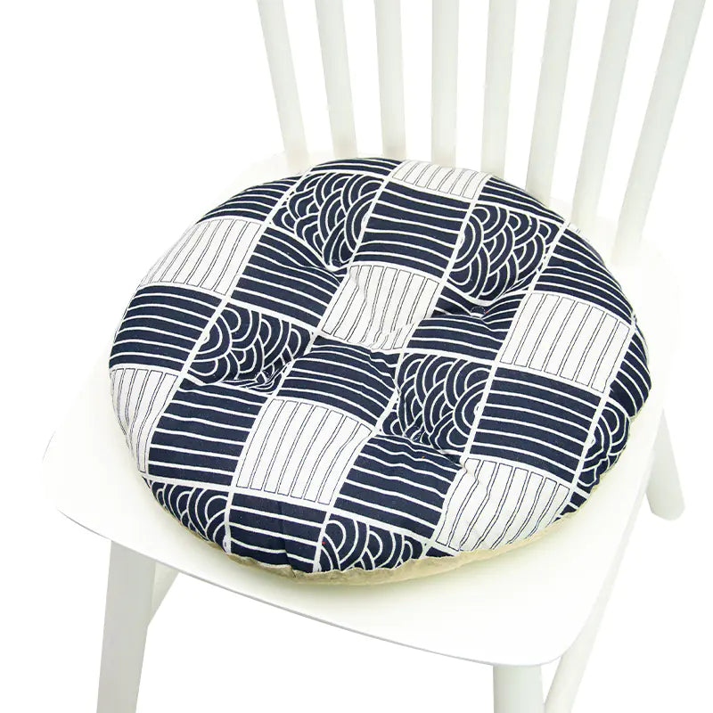 Round Chair Cushion for Bay Window - Printed Polyester Linen
