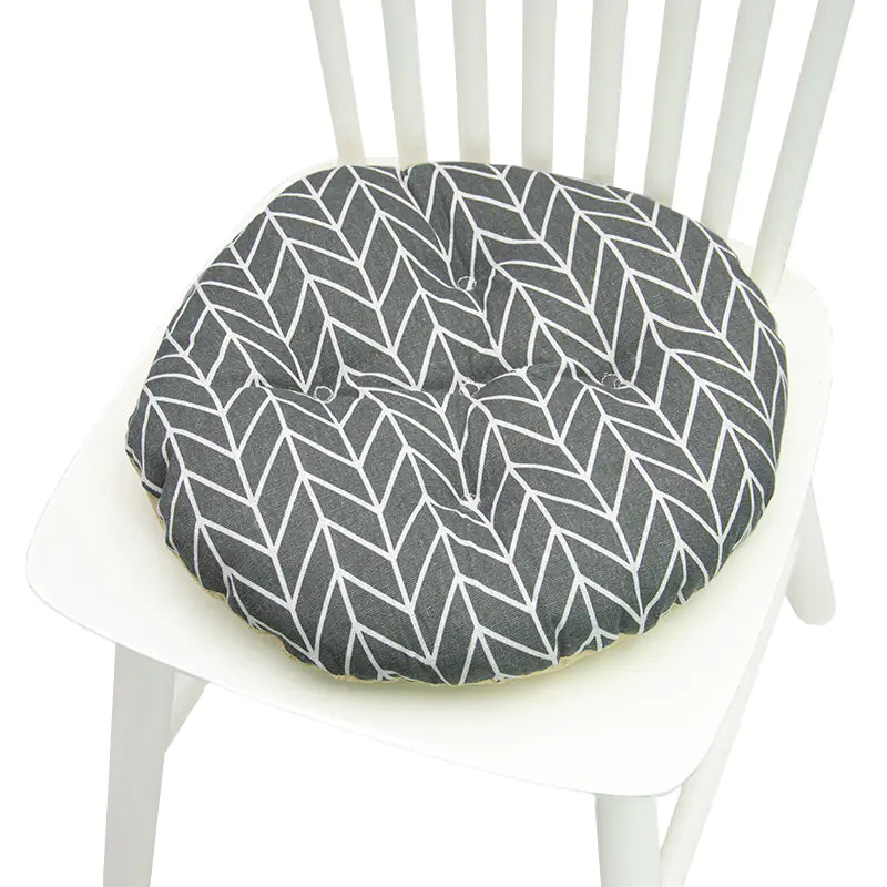 Round Chair Cushion for Bay Window - Printed Polyester Linen