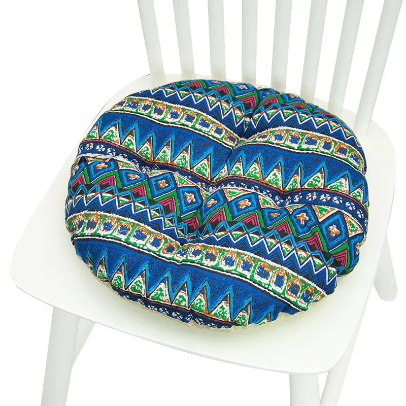 Round Chair Cushion for Bay Window - Printed Polyester Linen