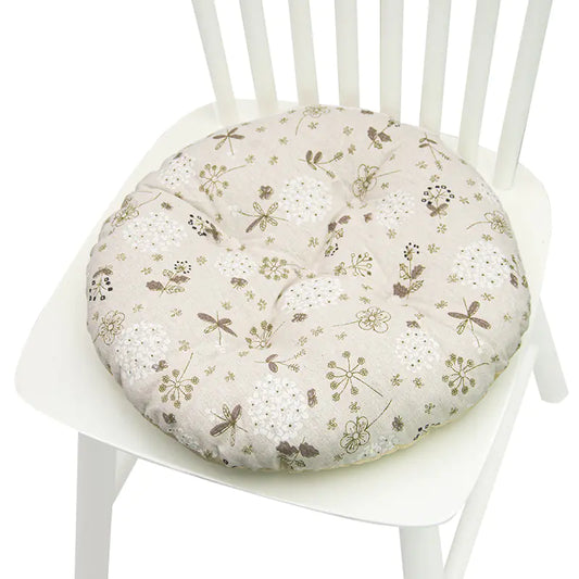 Round Chair Cushion for Bay Window - Printed Polyester Linen